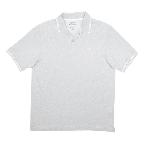 CHAMPION Mens Grey Short Sleeve Plain Polo Shirt XL Cotton Blend Casual