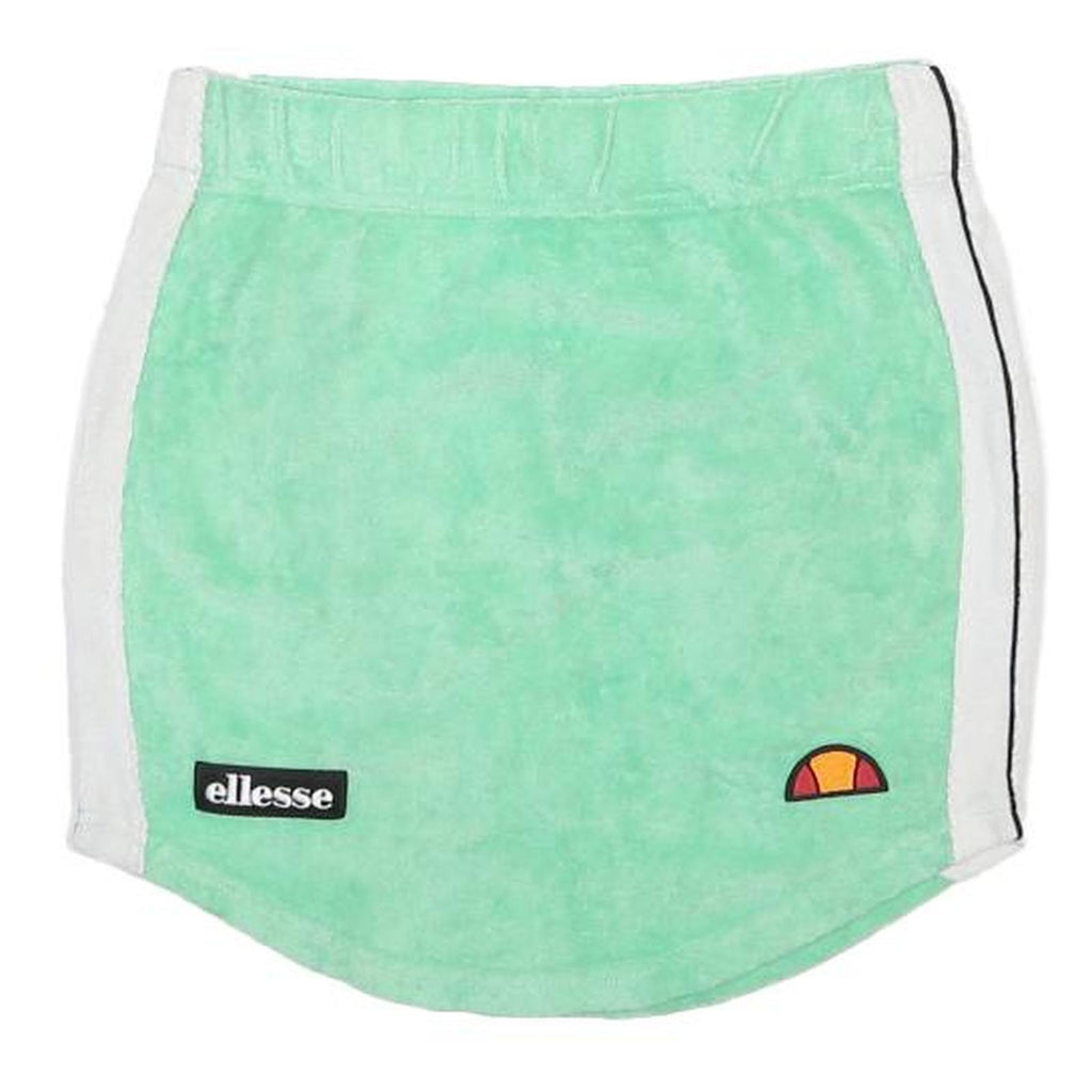 ELLESSE Womens Green & White Mini Cotton Skirt S Casual Sportswear Logo