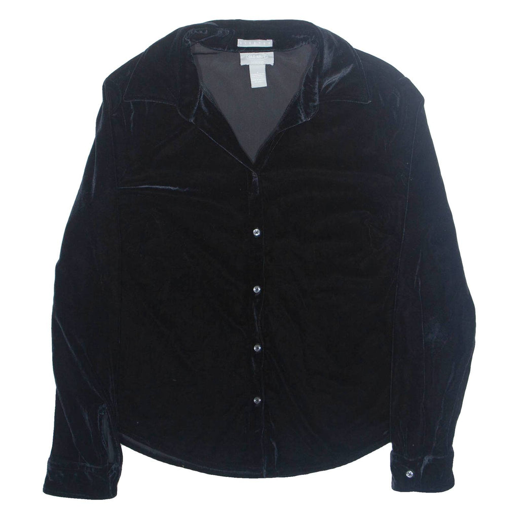 STRETCH Womens Shirt Black Collared Long Sleeve S