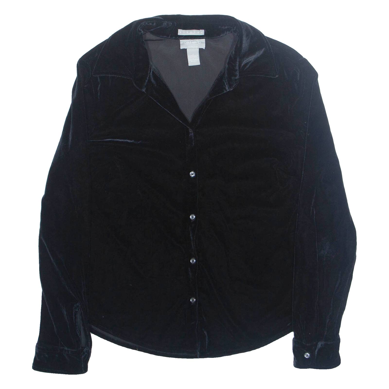 STRETCH Womens Shirt Black Collared Long Sleeve S