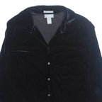 STRETCH Womens Shirt Black Collared Long Sleeve S