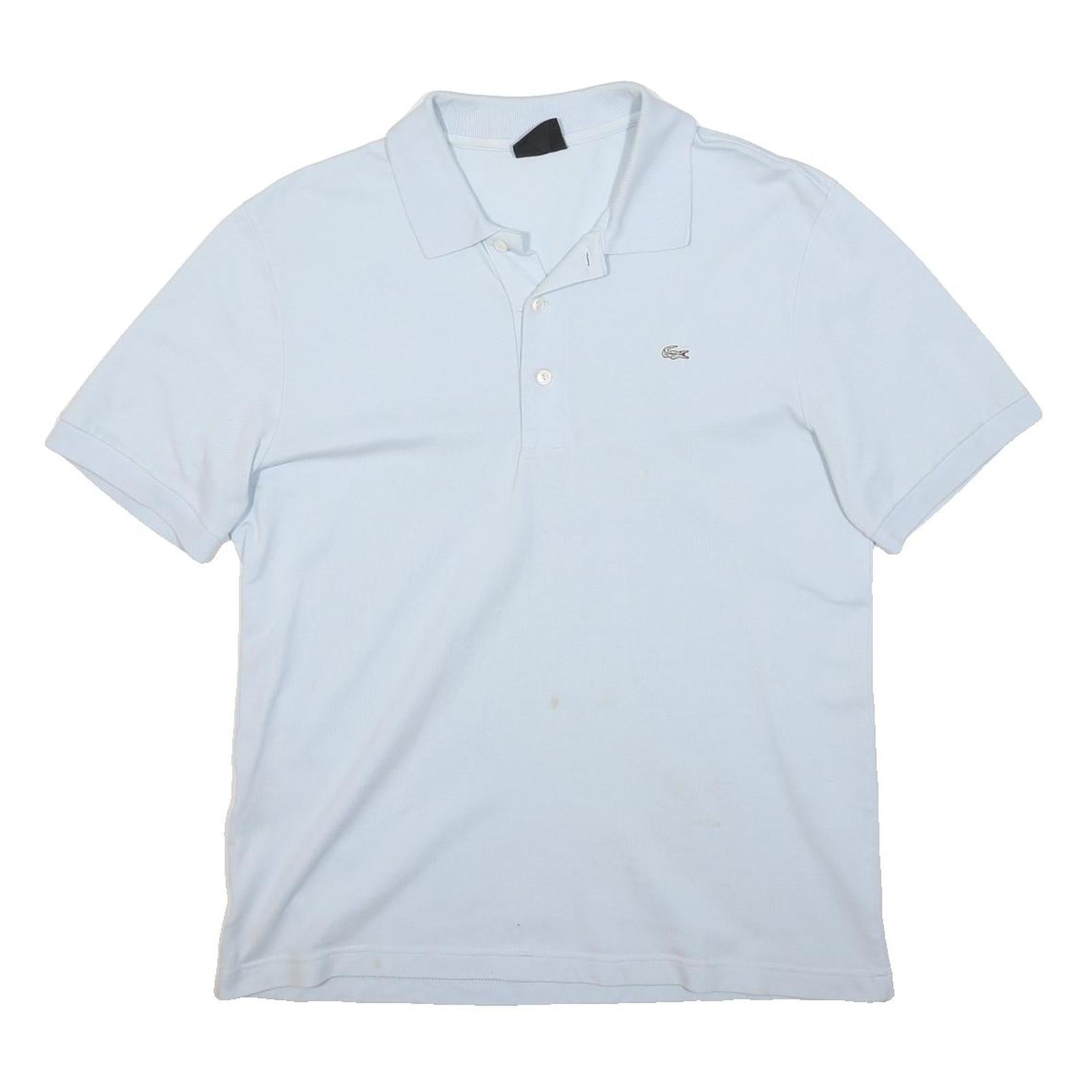 LACOSTE Mens White Short Sleeve Plain Polo Shirt L Cotton Classic Logo