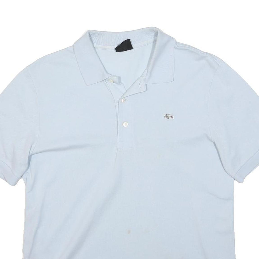 LACOSTE Mens White Short Sleeve Plain Polo Shirt L Cotton Classic Logo