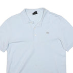 LACOSTE Mens White Short Sleeve Plain Polo Shirt L Cotton Classic Logo