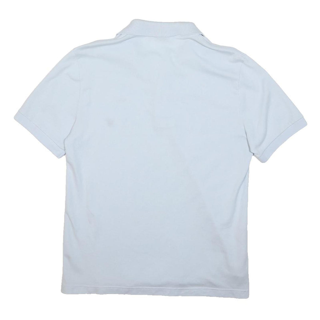 LACOSTE Mens White Short Sleeve Plain Polo Shirt L Cotton Classic Logo