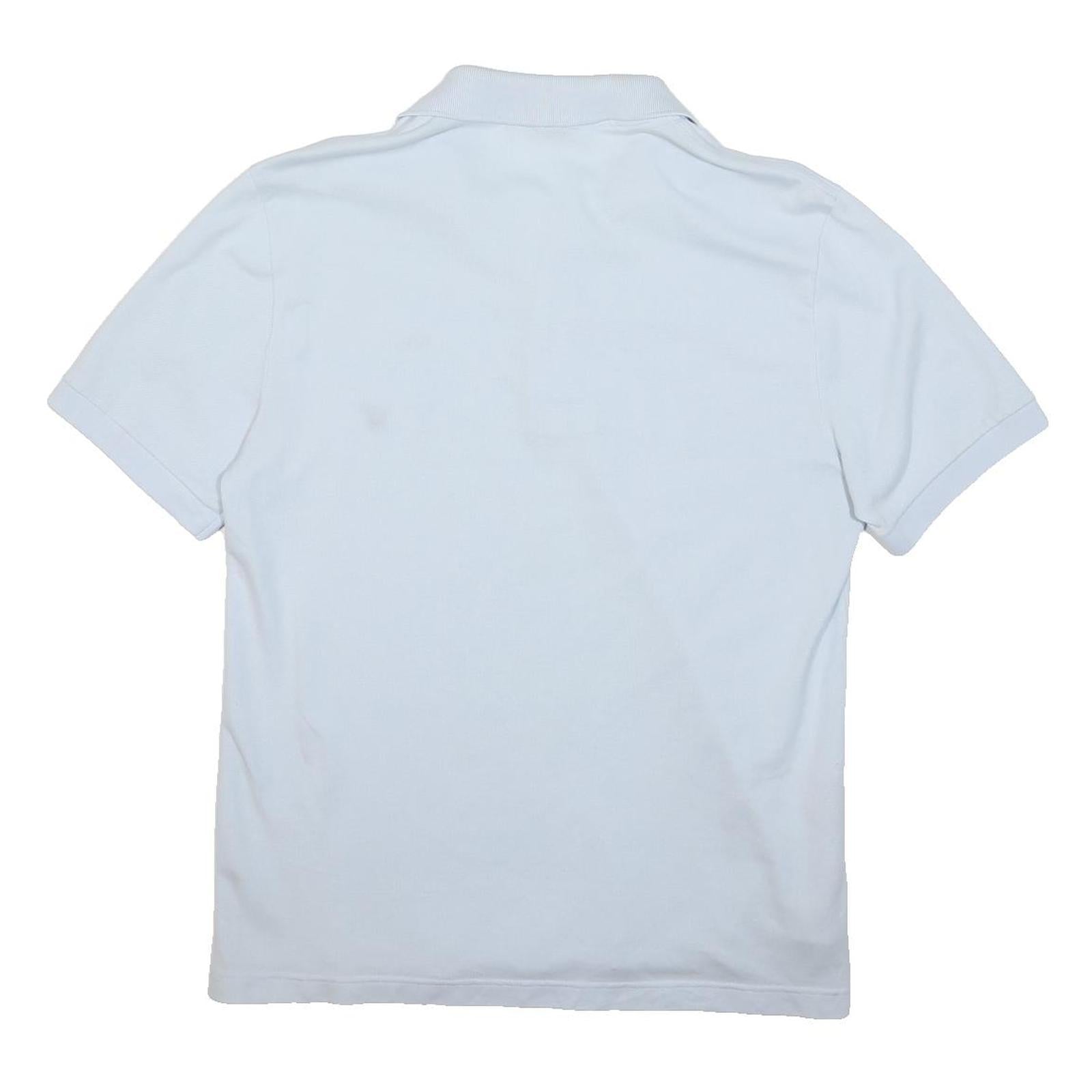 LACOSTE Mens White Short Sleeve Plain Polo Shirt L Cotton Classic Logo