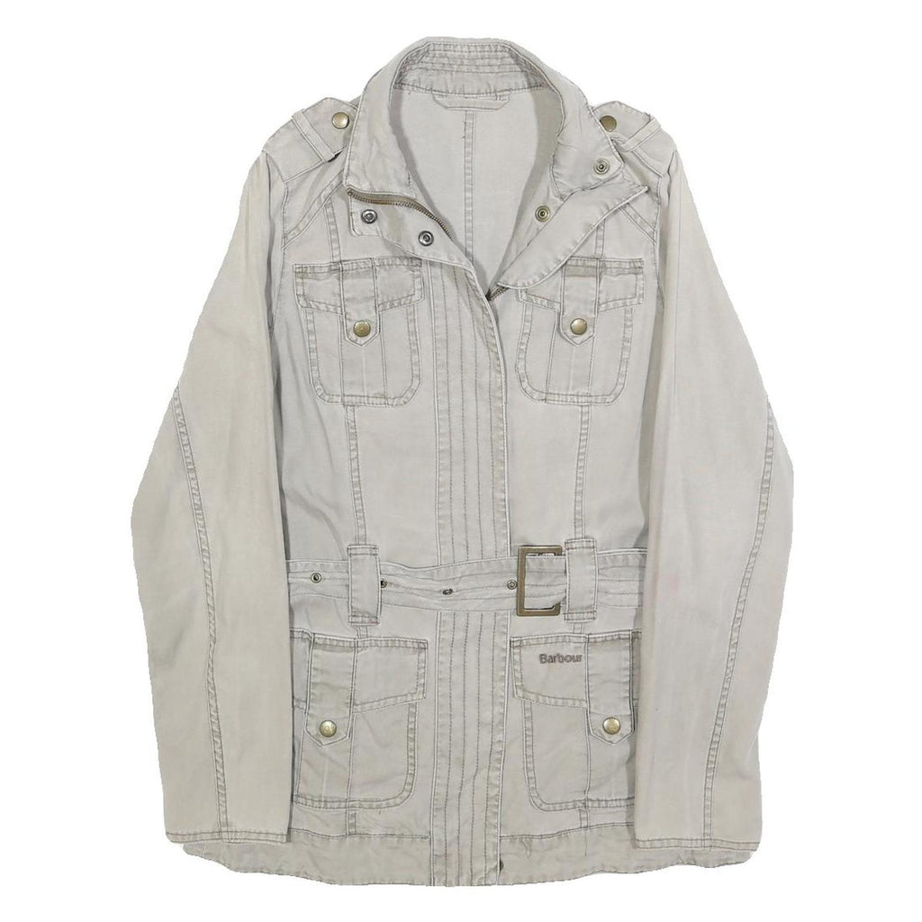 BARBOUR Womens Beige Cotton Blend Casual Jacket UK 8 Zip Up Belted Lightweight