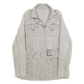 BARBOUR Womens Beige Cotton Blend Casual Jacket UK 8 Zip Up Belted Lightweight