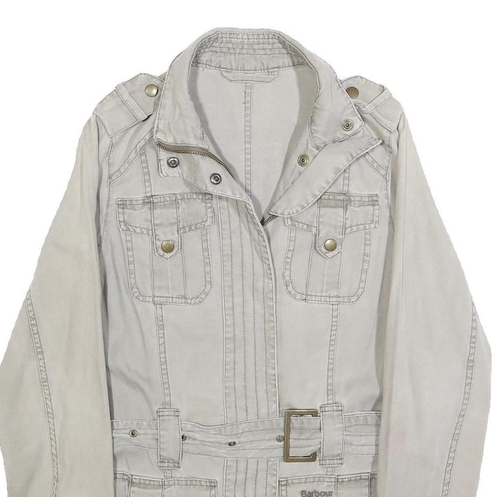 BARBOUR Womens Beige Cotton Blend Casual Jacket UK 8 Zip Up Belted Lightweight