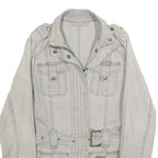 BARBOUR Womens Beige Cotton Blend Casual Jacket UK 8 Zip Up Belted Lightweight