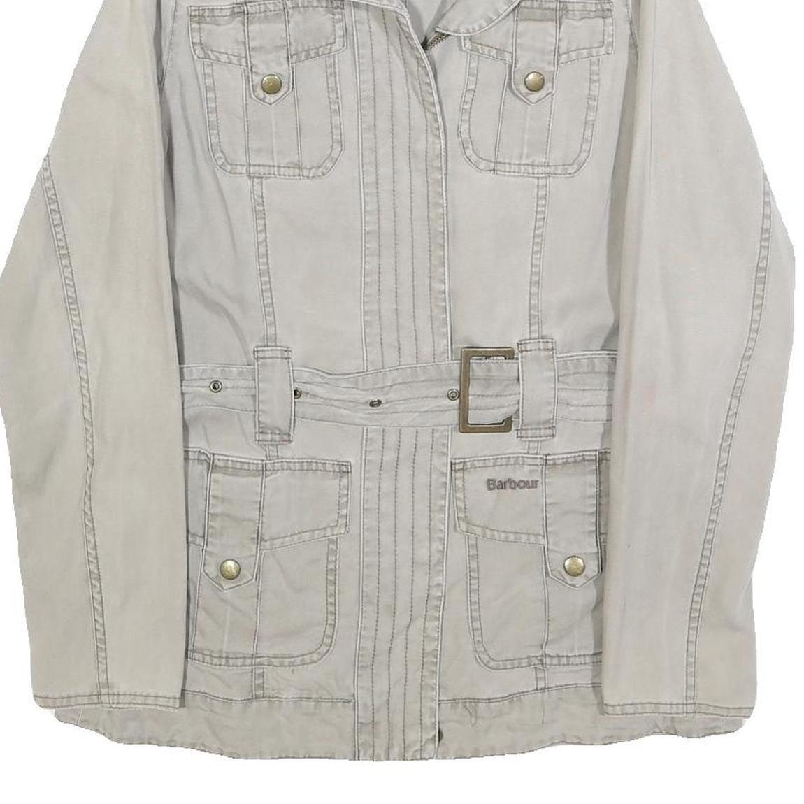 BARBOUR Womens Beige Cotton Blend Casual Jacket UK 8 Zip Up Belted Lightweight