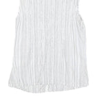 TEDDY'S Womens White Striped Sleeveless Shirt Button Neck S Cotton Blend Top
