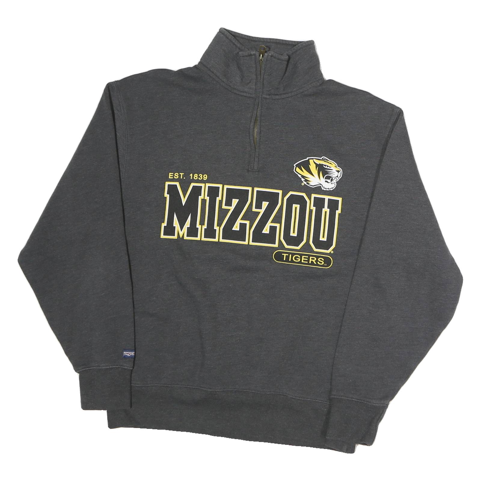 JANSPORT Mens Grey Mizzou Tigers 1/4 Zip Sweatshirt M Cotton College