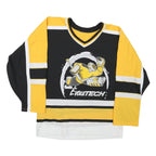 Mens Black & Yellow Graphic Long Sleeve V-Neck Sport T-Shirt Size S Athletic