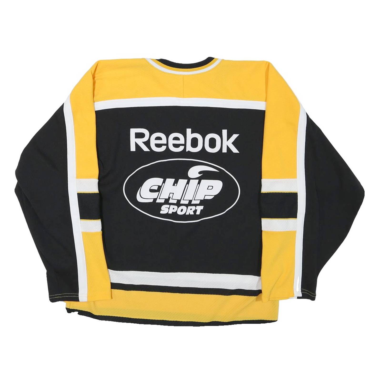 Mens Black & Yellow Graphic Long Sleeve V-Neck Sport T-Shirt Size S Athletic