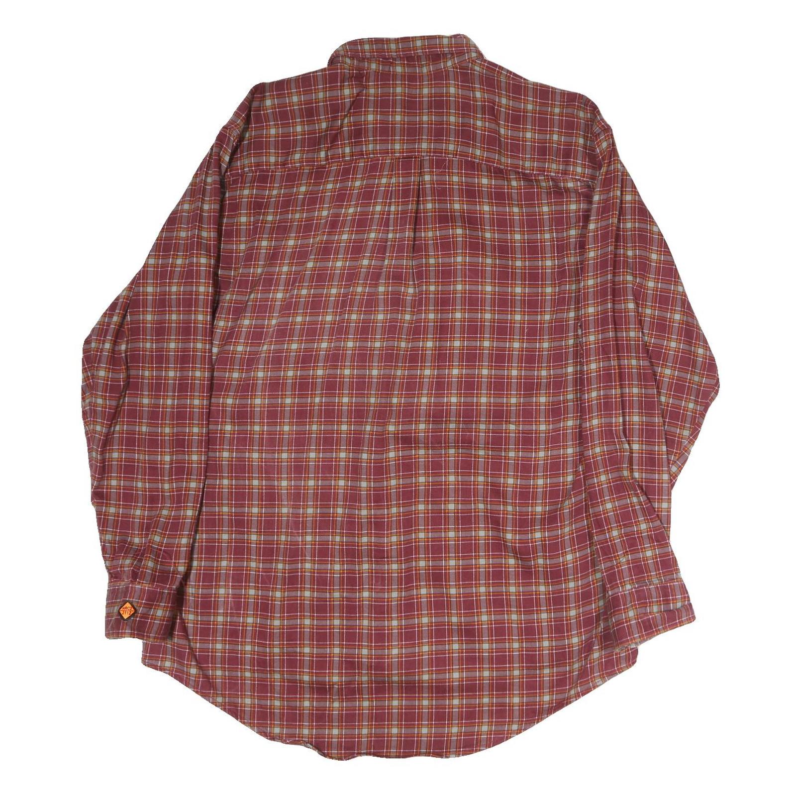 WRANGLER Mens Maroon Check Long Sleeve Shirt L Cotton Button Down Casual