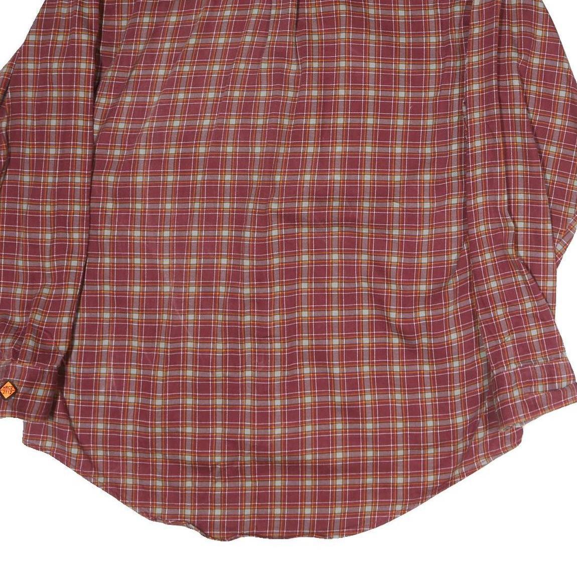 WRANGLER Mens Maroon Check Long Sleeve Shirt L Cotton Button Down Casual