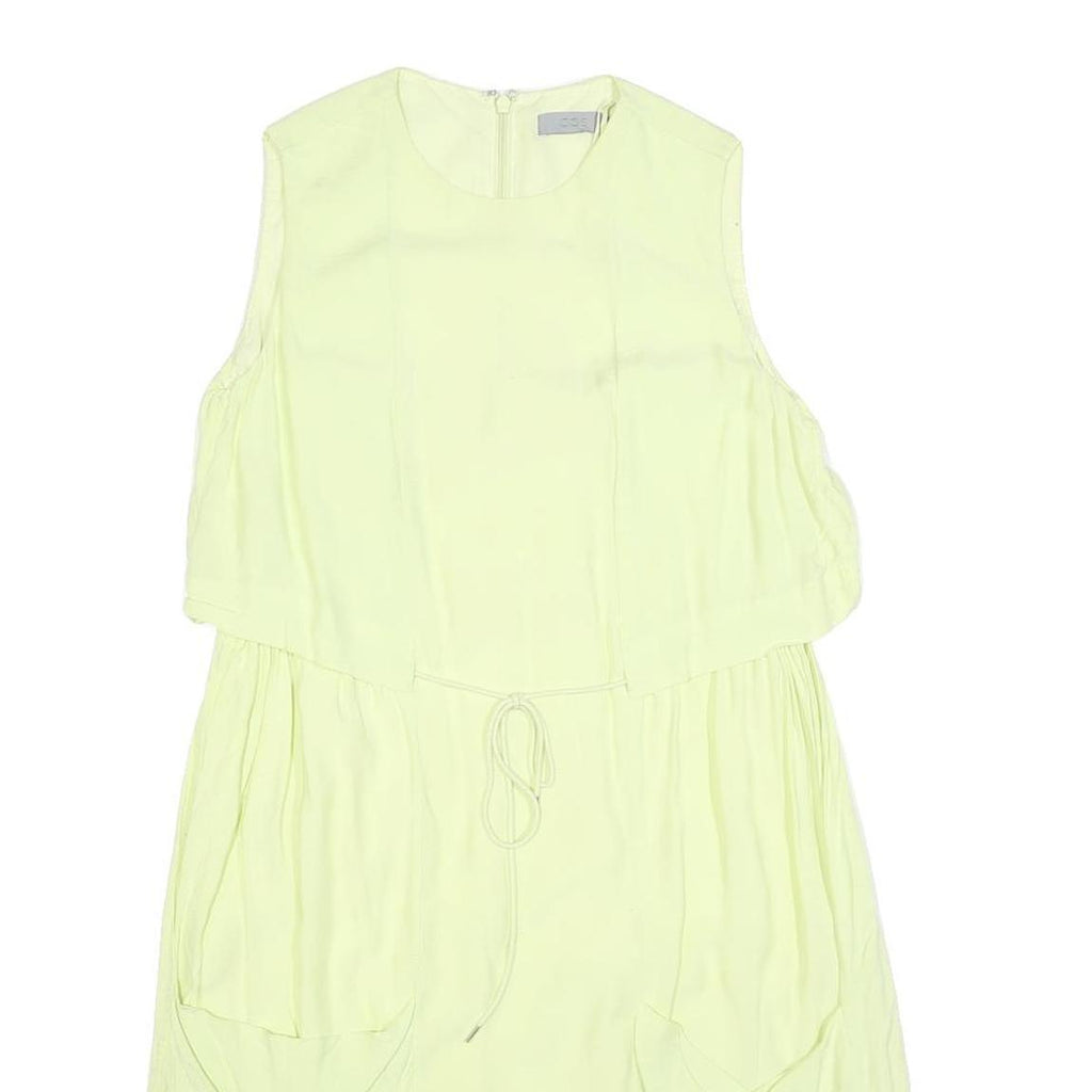 COS Womens Yellow Cotton Blend Sleeveless Day Dress S Pockets Zip Round Neck