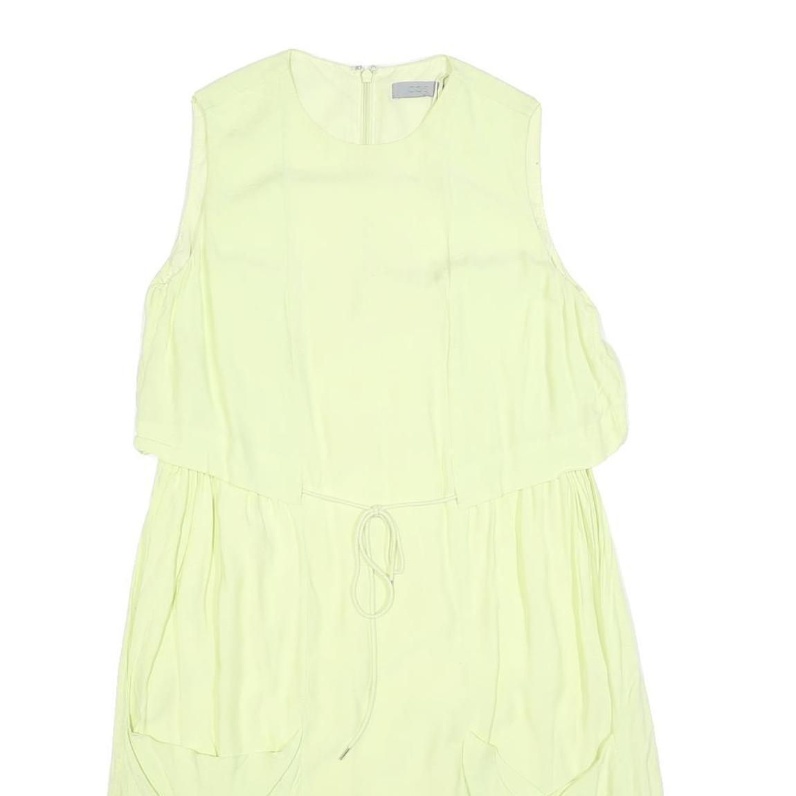 COS Womens Yellow Cotton Blend Sleeveless Day Dress S Pockets Zip Round Neck