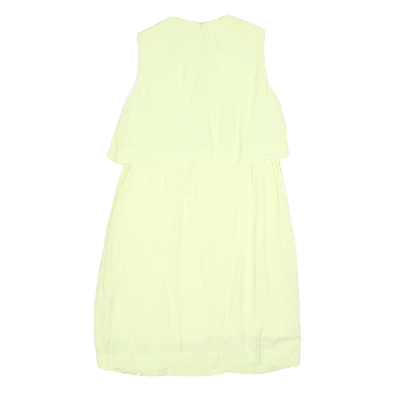 COS Womens Yellow Cotton Blend Sleeveless Day Dress S Pockets Zip Round Neck