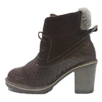 TAMARIS Womens Brown Leather Block Heel Ankle Boots UK 6 Warm Lined Stylish