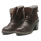 TAMARIS Womens Brown Leather Block Heel Ankle Boots UK 6 Warm Lined Stylish