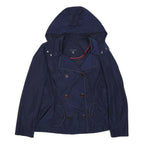 TOMMY HILFIGER Womens Navy Blue Jacket S Polyester Hooded Button Closure Plain