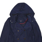 TOMMY HILFIGER Womens Navy Blue Jacket S Polyester Hooded Button Closure Plain