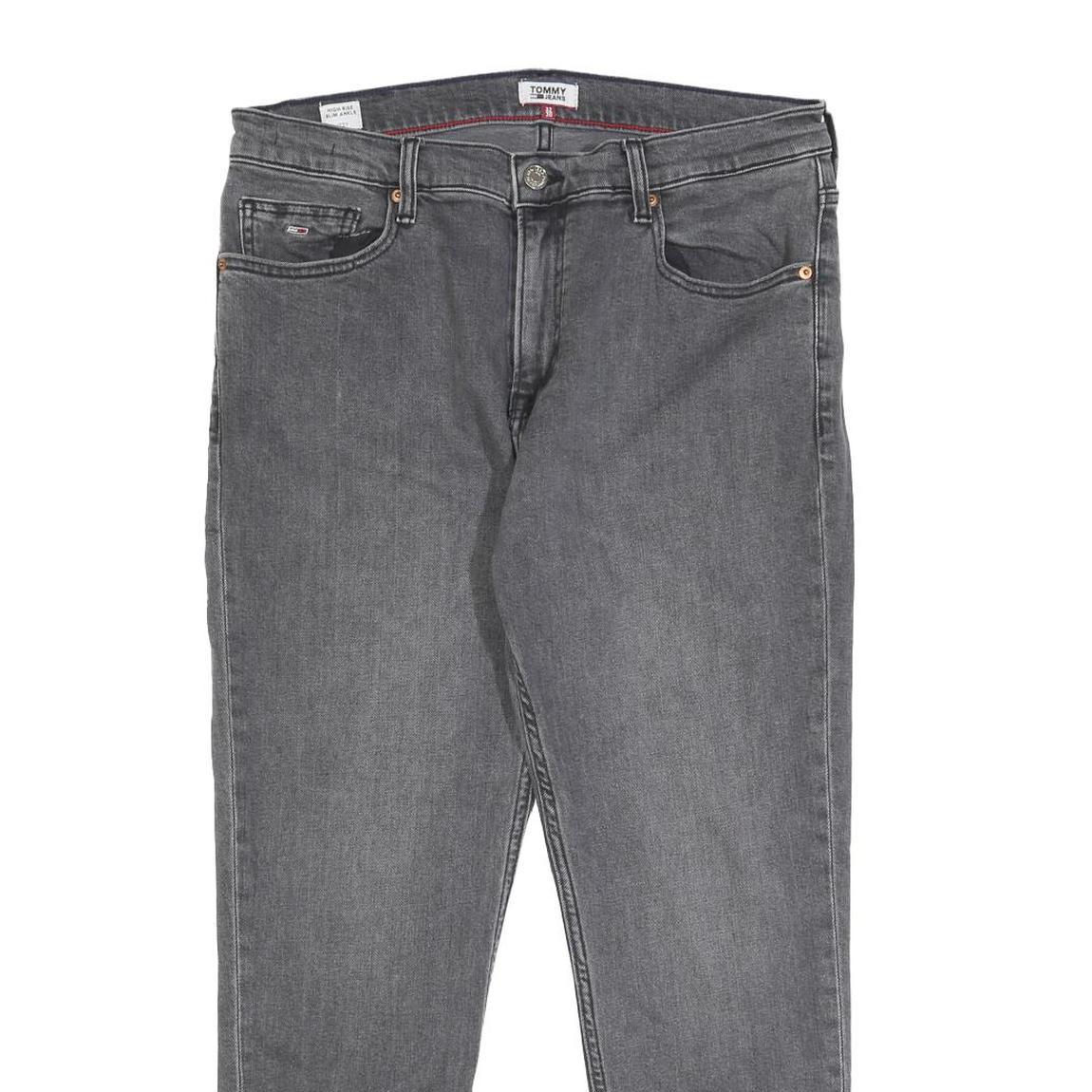 TOMMY JEANS Womens Regular Grey Denim Raw Hem W32 L25 Zip Closure Cotton Blend