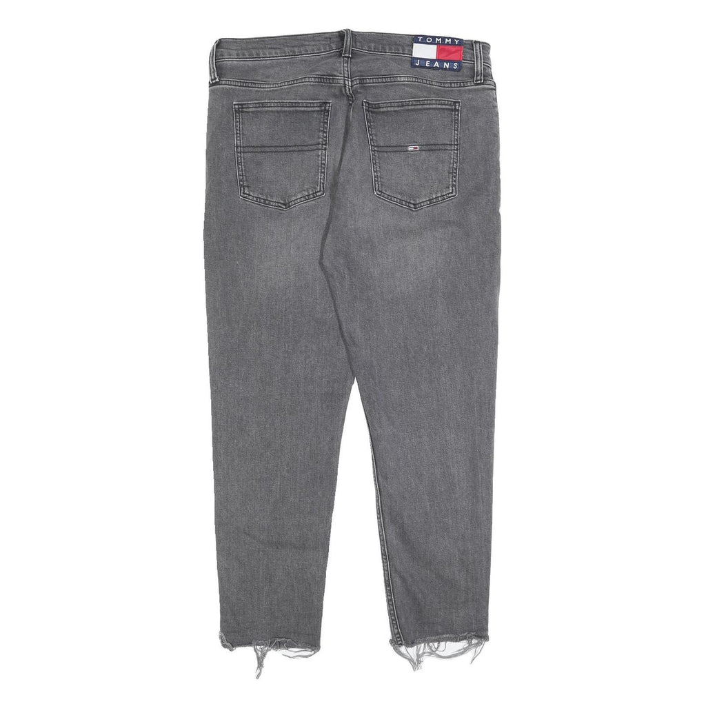 TOMMY JEANS Womens Regular Grey Denim Raw Hem W32 L25 Zip Closure Cotton Blend