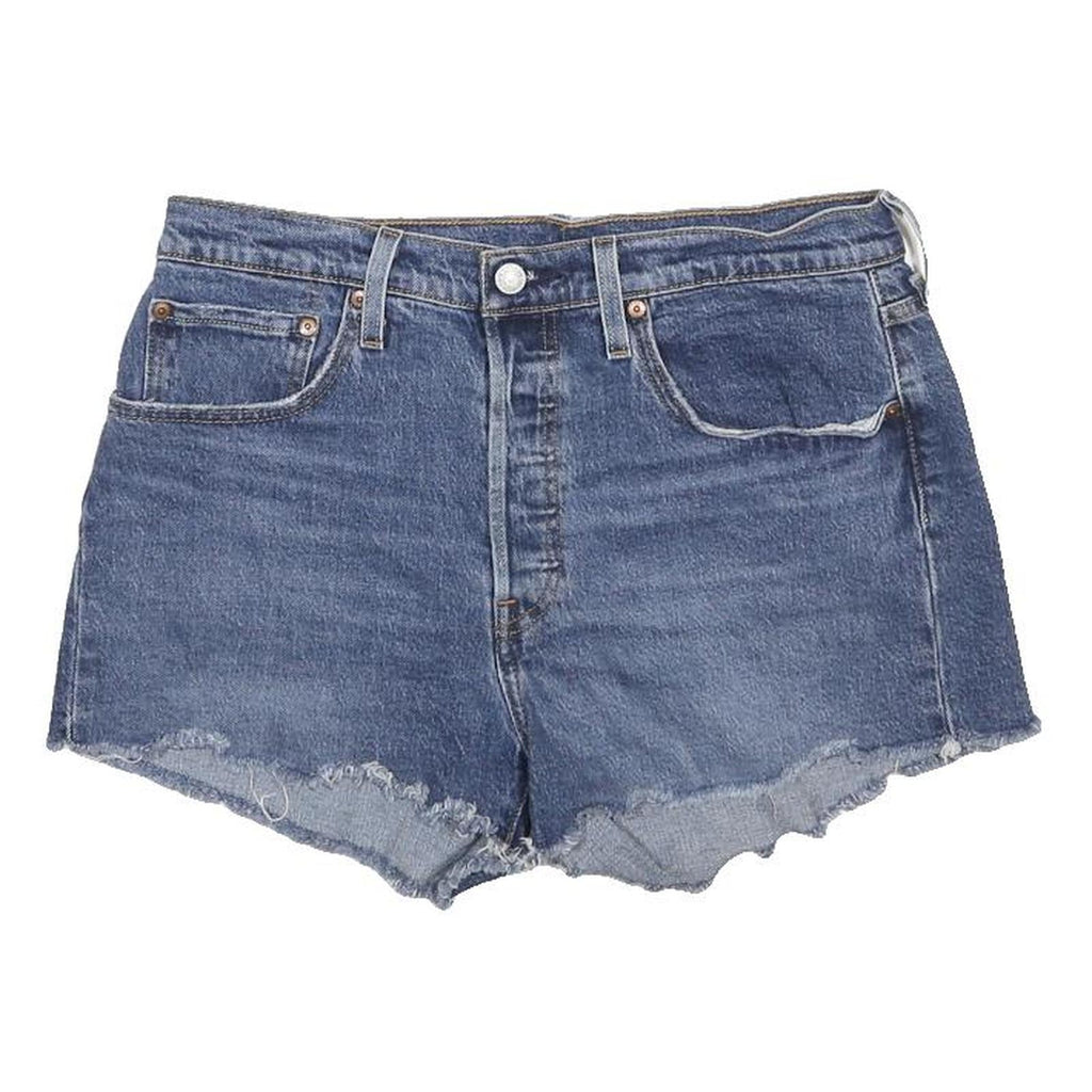 LEVI'S Womens Denim Blue Casual Shorts M W31 Distressed Hem Cut-Off