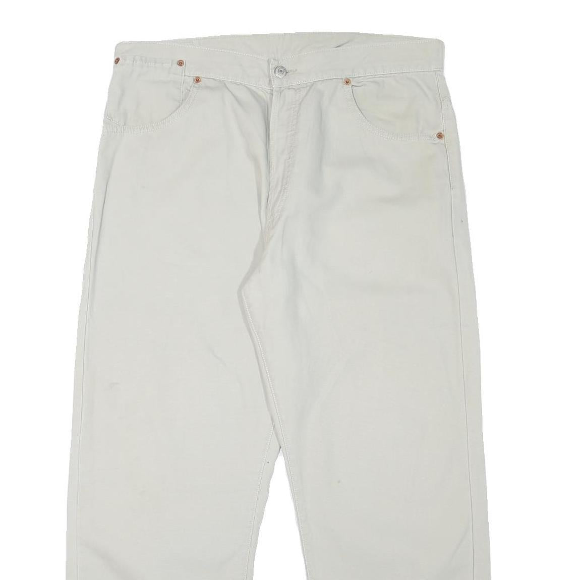 LEVI'S Mens Cotton Blend White Regular Straight Trousers W36 L27 Casual Zip