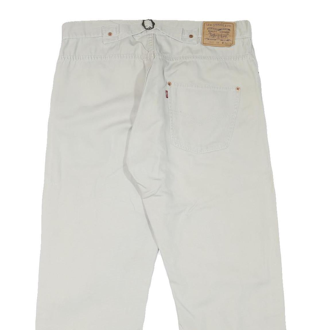 LEVI'S Mens Cotton Blend White Regular Straight Trousers W36 L27 Casual Zip