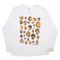 SUPREME Mens White Graphic Long Sleeve Crew Neck T-Shirt L Cotton Blend