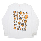 SUPREME Mens White Graphic Long Sleeve Crew Neck T-Shirt L Cotton Blend