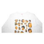 SUPREME Mens White Graphic Long Sleeve Crew Neck T-Shirt L Cotton Blend