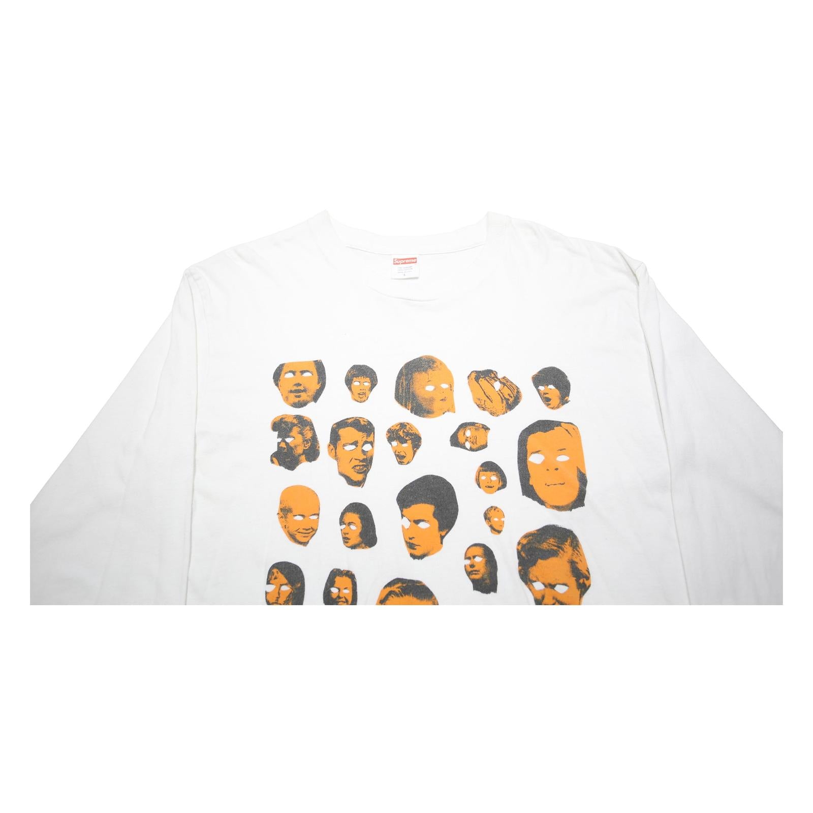 SUPREME Mens White Graphic Long Sleeve Crew Neck T-Shirt L Cotton Blend