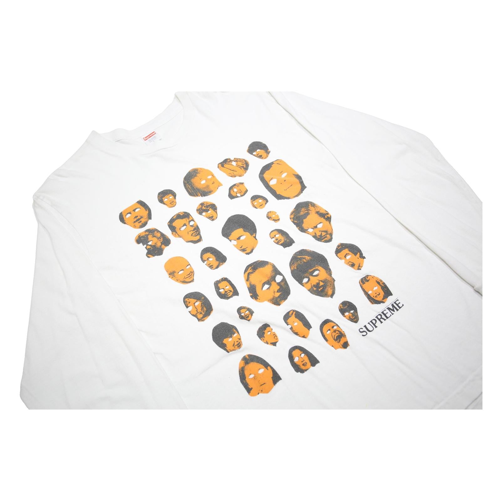 SUPREME Mens White Graphic Long Sleeve Crew Neck T-Shirt L Cotton Blend