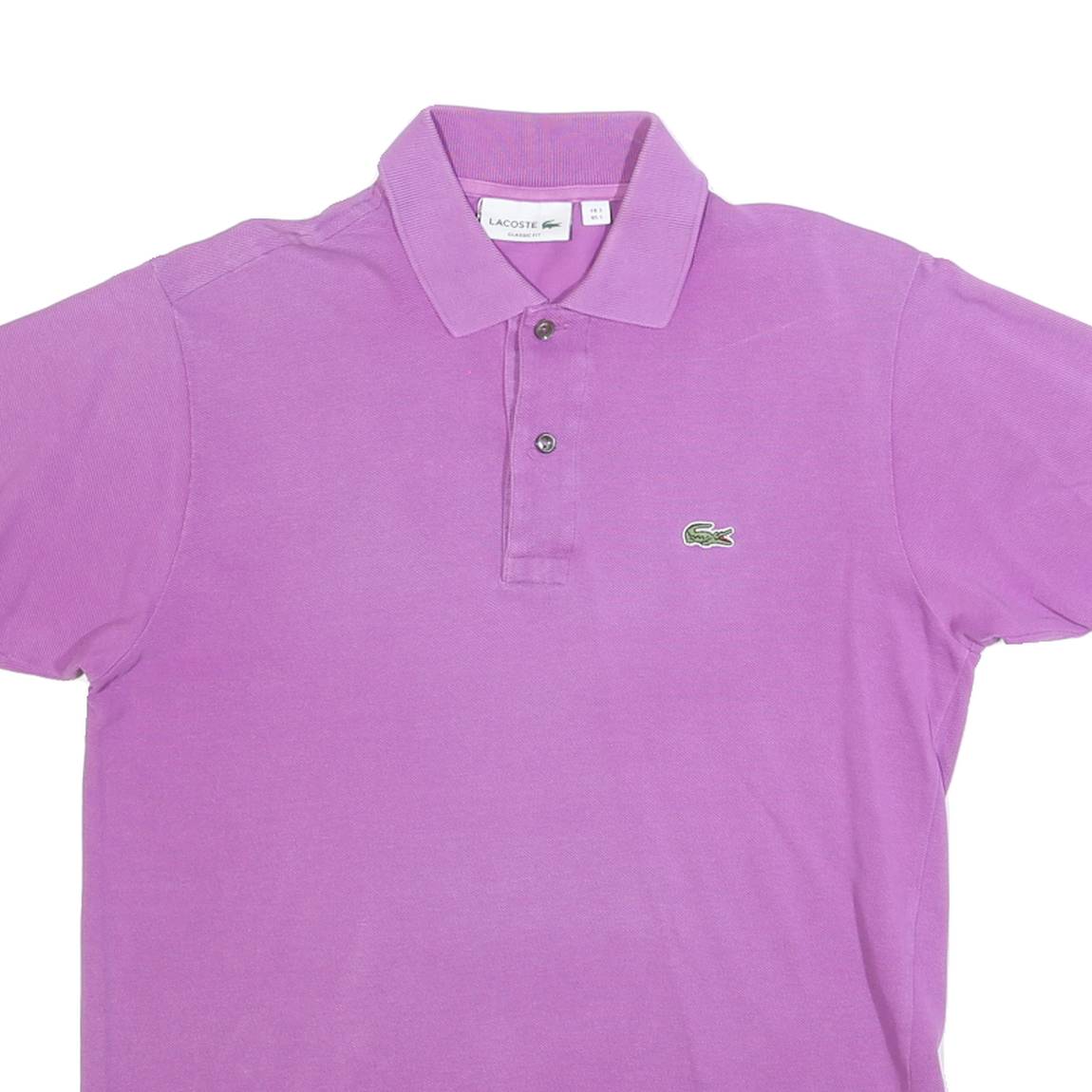 LACOSTE Mens Purple Short Sleeve Plain S Cotton Blend Polo Shirt Classic Fit