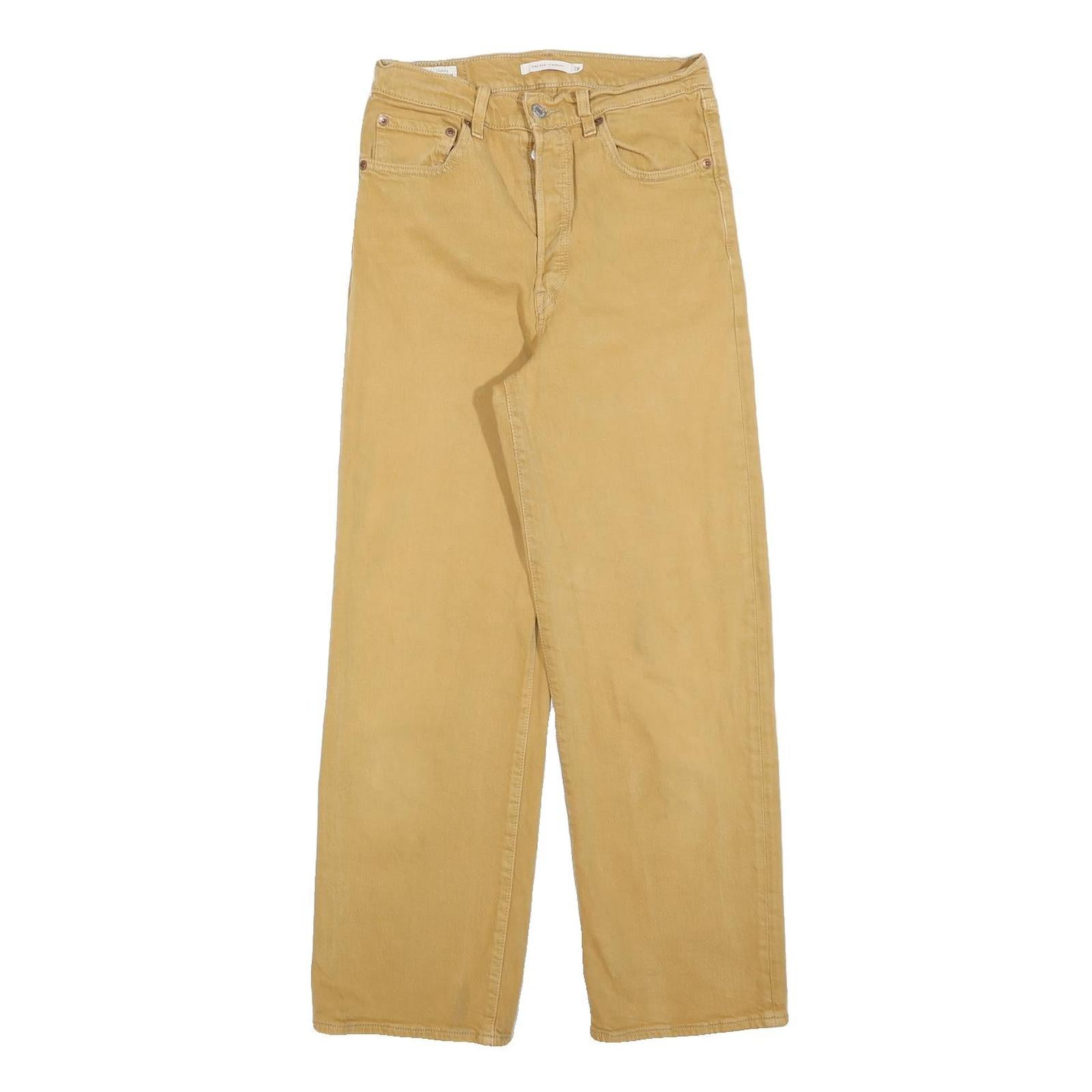 LEVI'S Womens Cotton Regular Fit Straight Beige Jeans W28 L27 Classic Button Fly