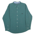 CHAPS Mens Green & Black Check Shirt XL Button-Down Collar Long Sleeve