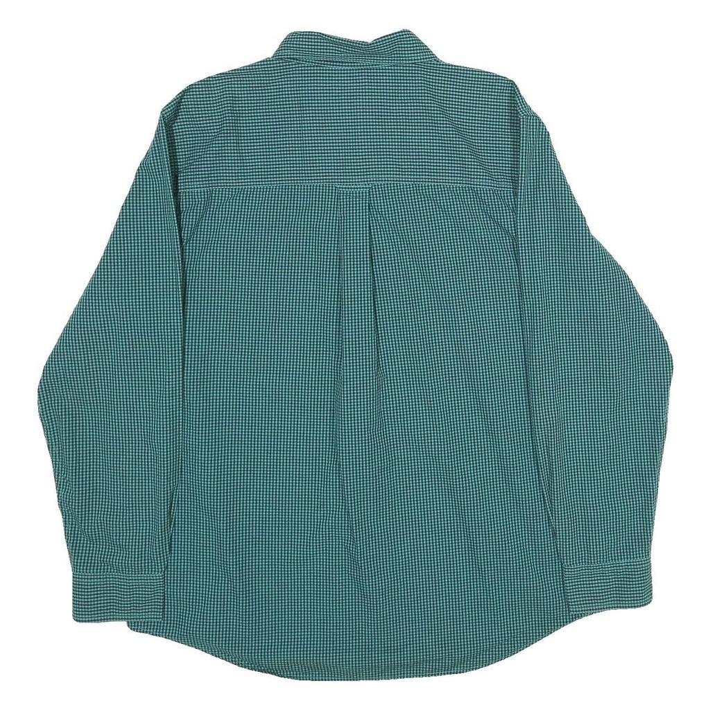 CHAPS Mens Green & Black Check Shirt XL Button-Down Collar Long Sleeve