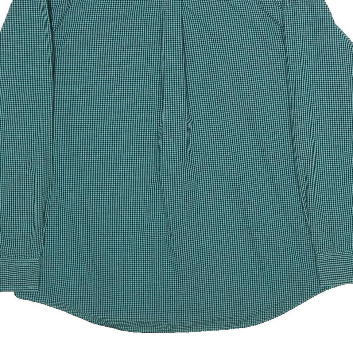 CHAPS Mens Green & Black Check Shirt XL Button-Down Collar Long Sleeve