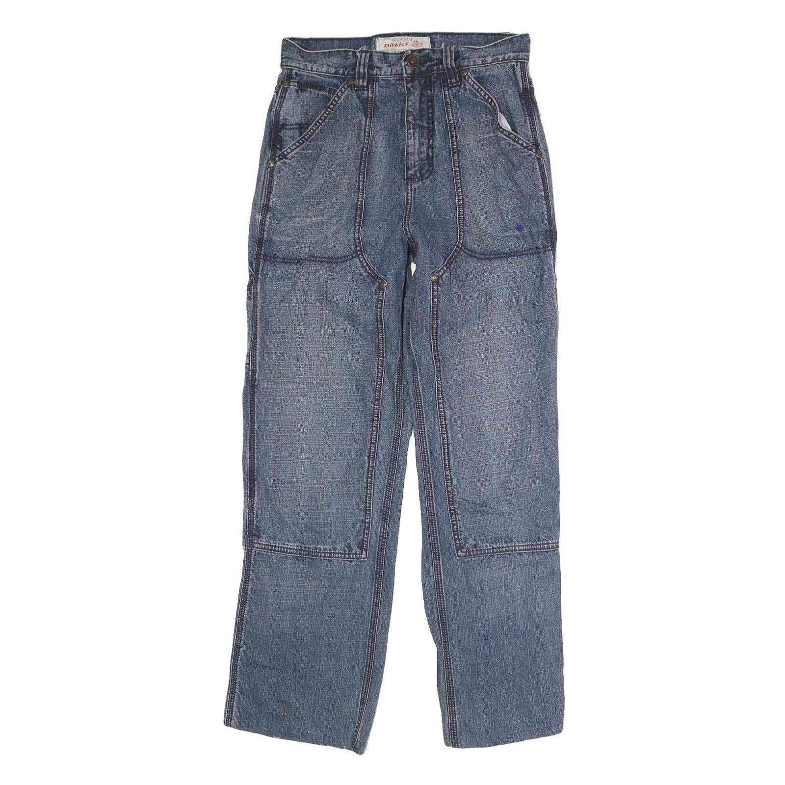 DICKIES Mens Jeans Blue Regular Straight Denim Medium W29 L29 Workwear Button