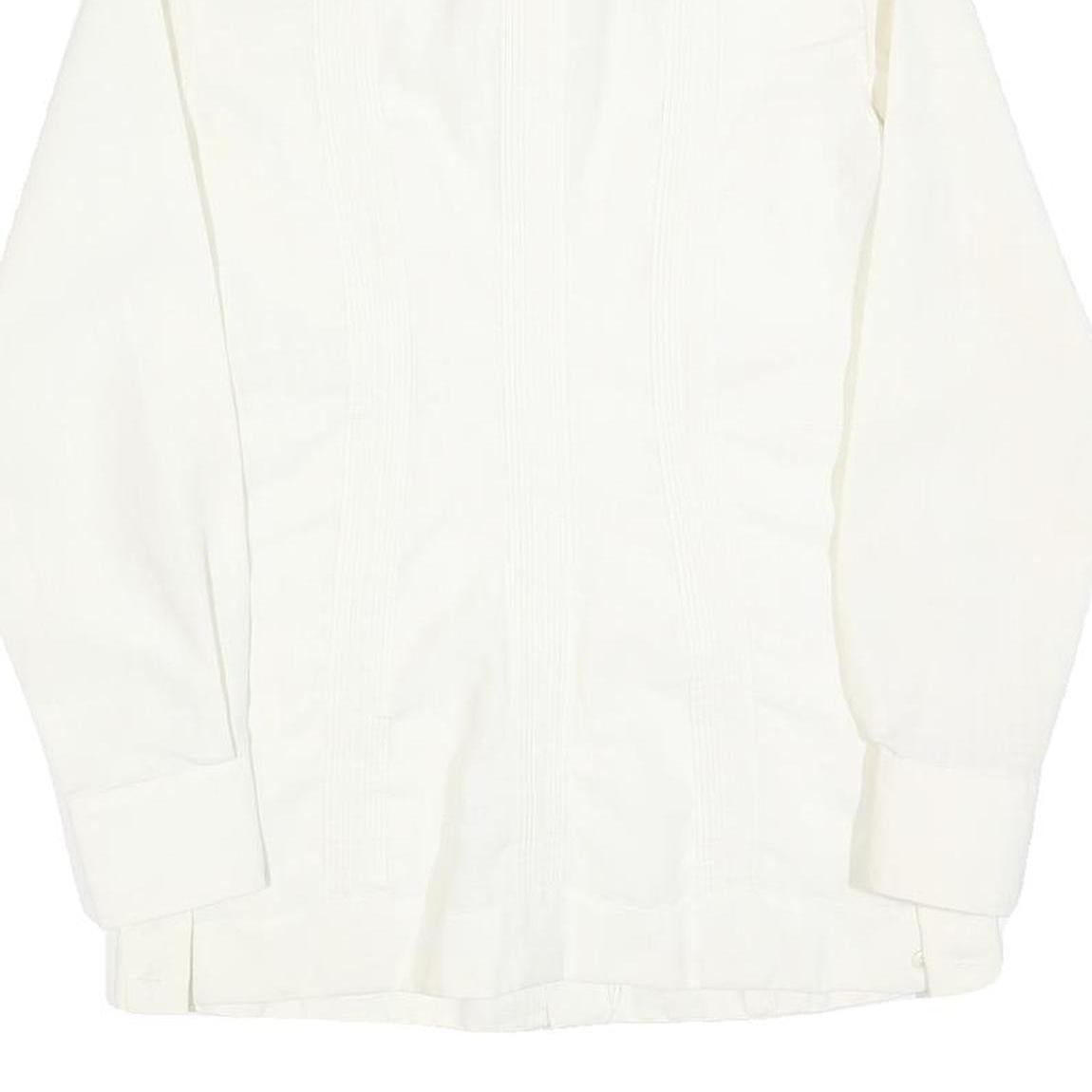 CRIOLLA Mens White Cotton Blend Shirt S Classic Long Sleeve Button Shirt