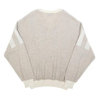 MONTE CARLO Mens Beige & Cream Patterned Jumper V-Neck Basic Knit L Cotton Blend