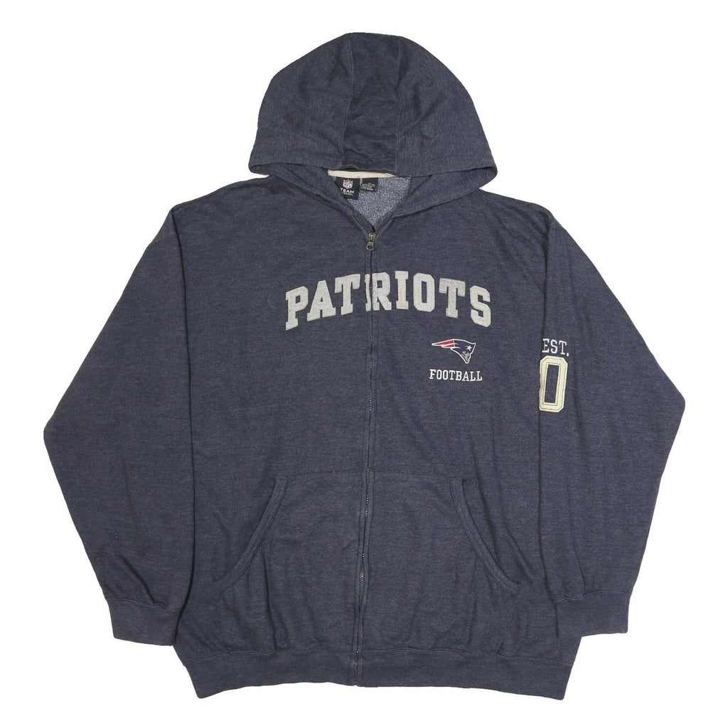 NFL Mens Blue Patriots Full Zip Hoodie 3XL Football Zip Up Hooded Sweatshirt