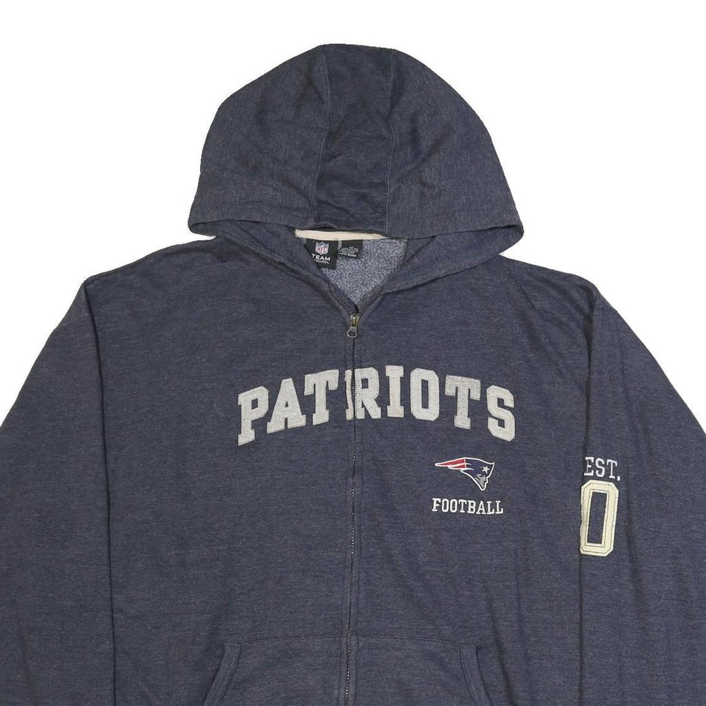 NFL Mens Blue Patriots Full Zip Hoodie 3XL Football Zip Up Hooded Sweatshirt