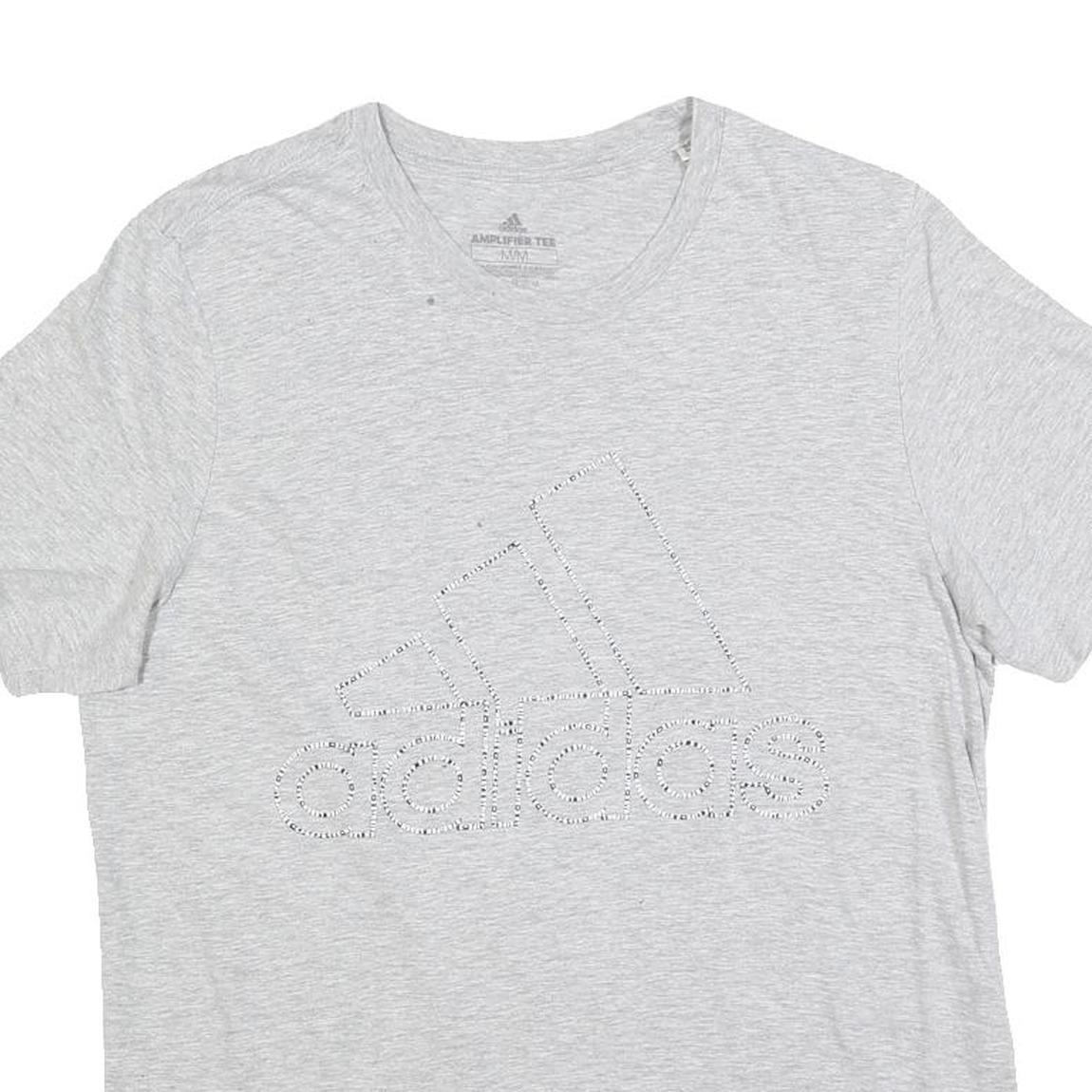 ADIDAS Mens Grey T-Shirt M Short Sleeve Crew Neck Cotton Blend Casual Sport