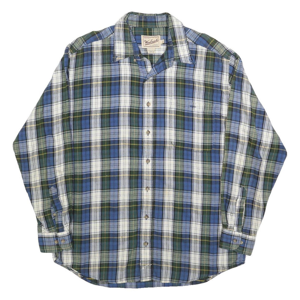 WOOLRICH Mens Blue & Green Check Shirt L Cotton Long Sleeve Casual Classic